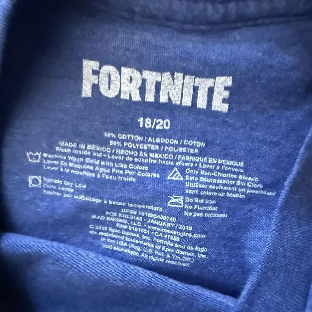 FORTNITE - TAKE THE L - BLUE AND YELLOW T-SHIRT -YOUTH Size 18/20